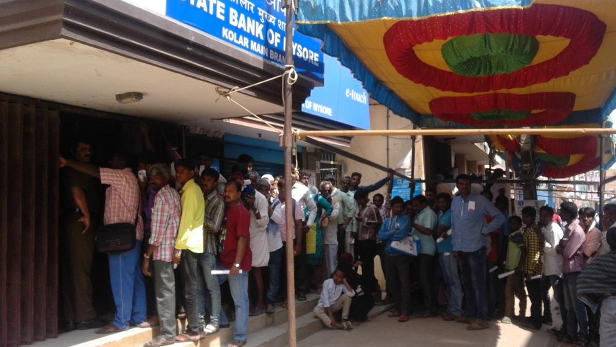 Bank installs pandal to keep waiting customers cool The Hindu
